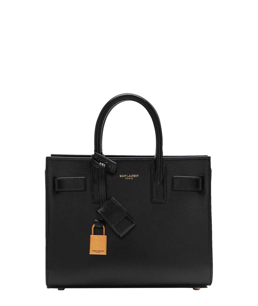 SAINT LAURENT Черная кожаная сумка тоут, фото 1