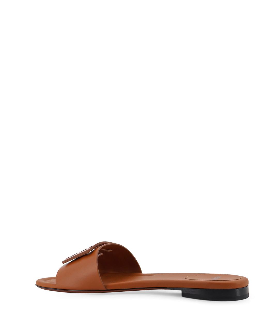 FENDI Коричневые кожаные шлепанцы, фото 3
