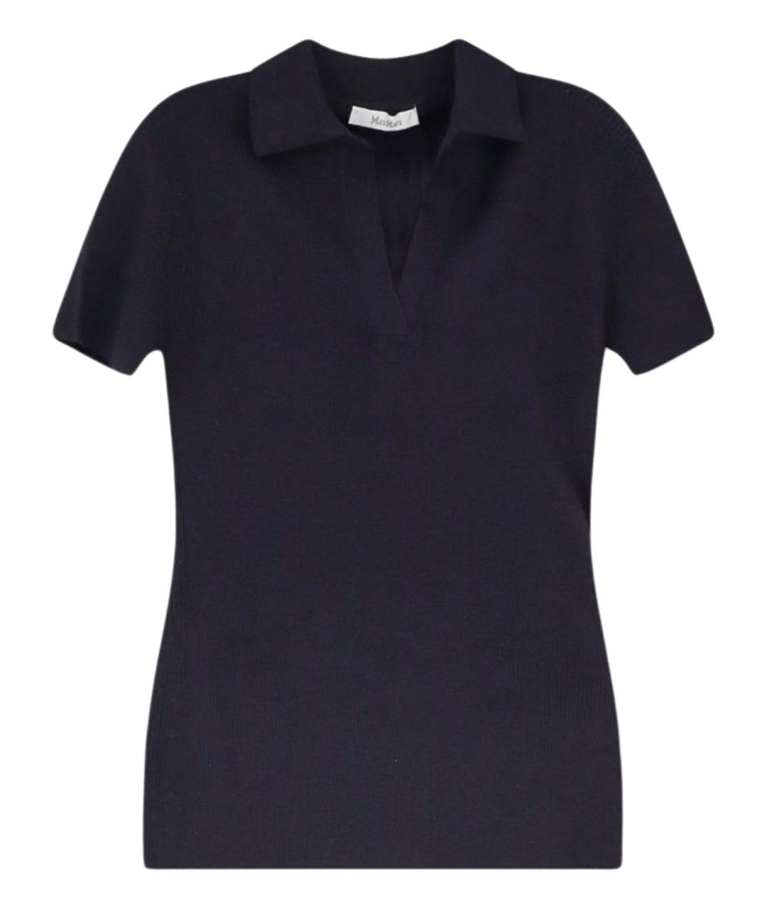 MAX MARA Темно-синяя шерстяная футболка, фото 1