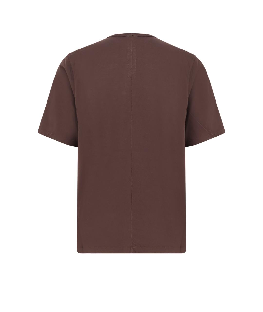 RICK OWENS Коричневая хлопковая футболка, фото 2
