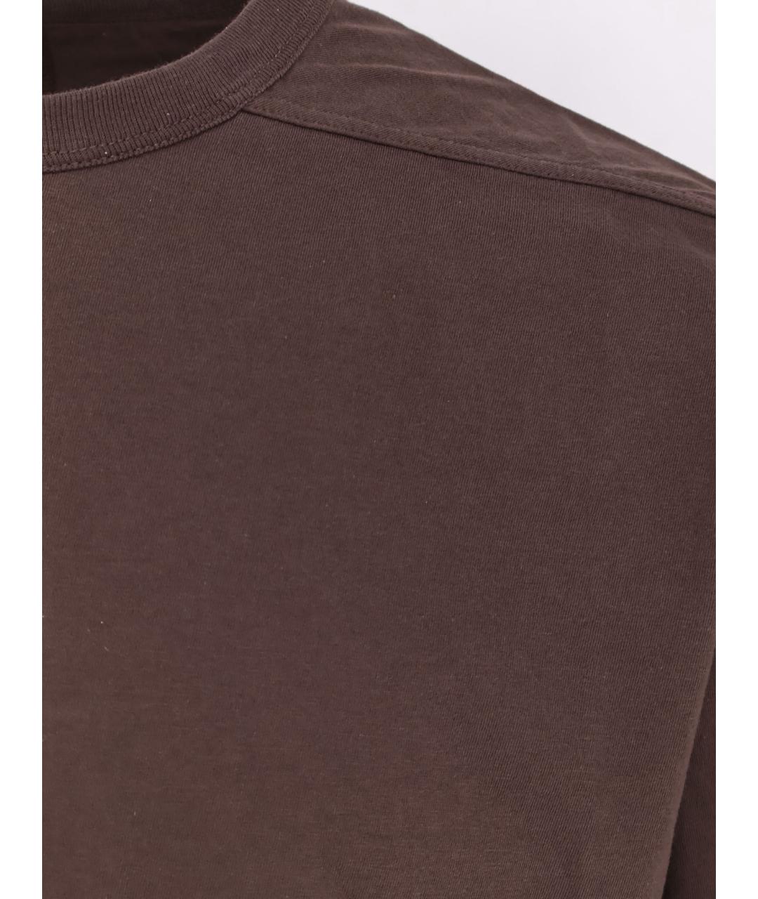 RICK OWENS Коричневая хлопковая футболка, фото 3