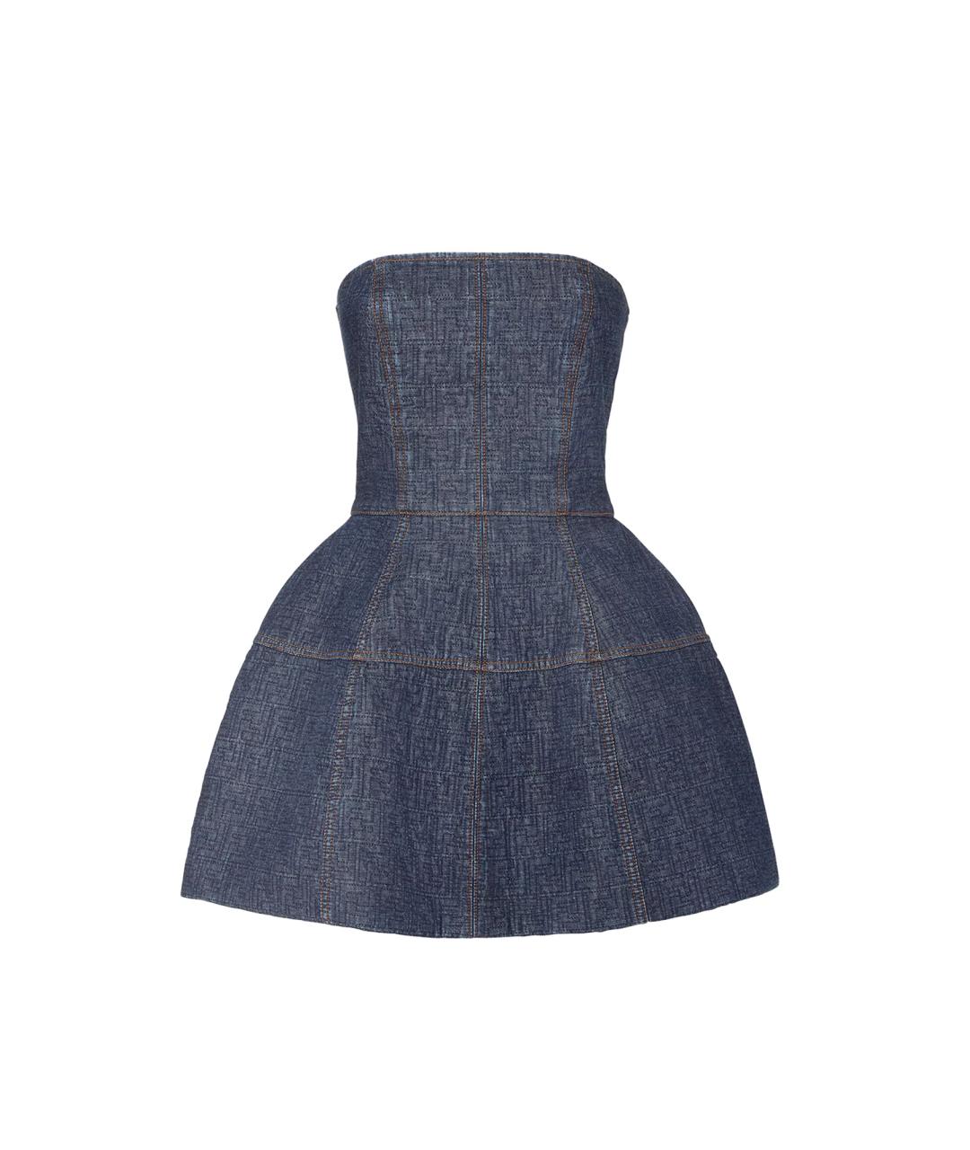 FENDI Синее хлопковое повседневное платье, фото 1