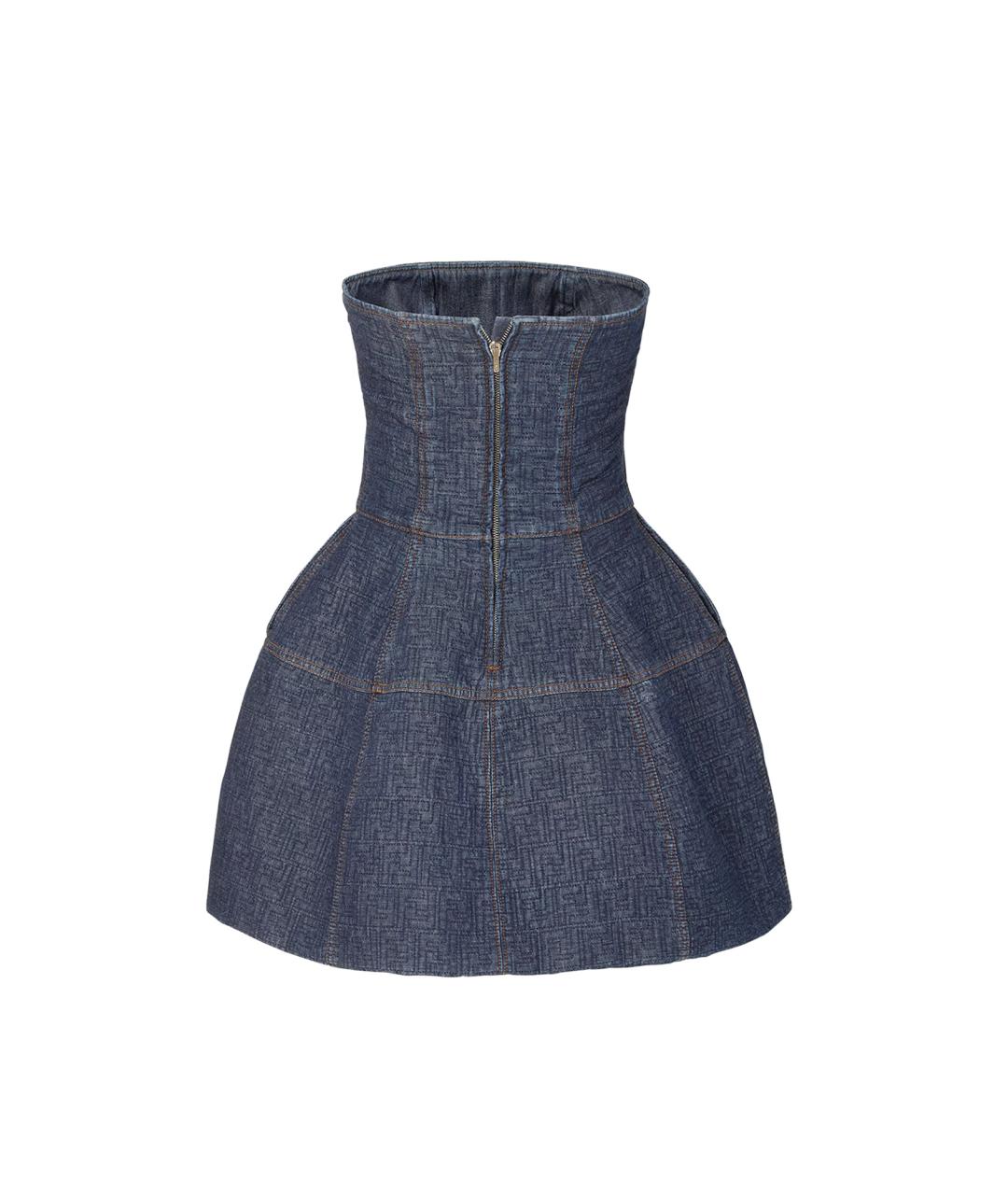 FENDI Синее хлопковое повседневное платье, фото 2