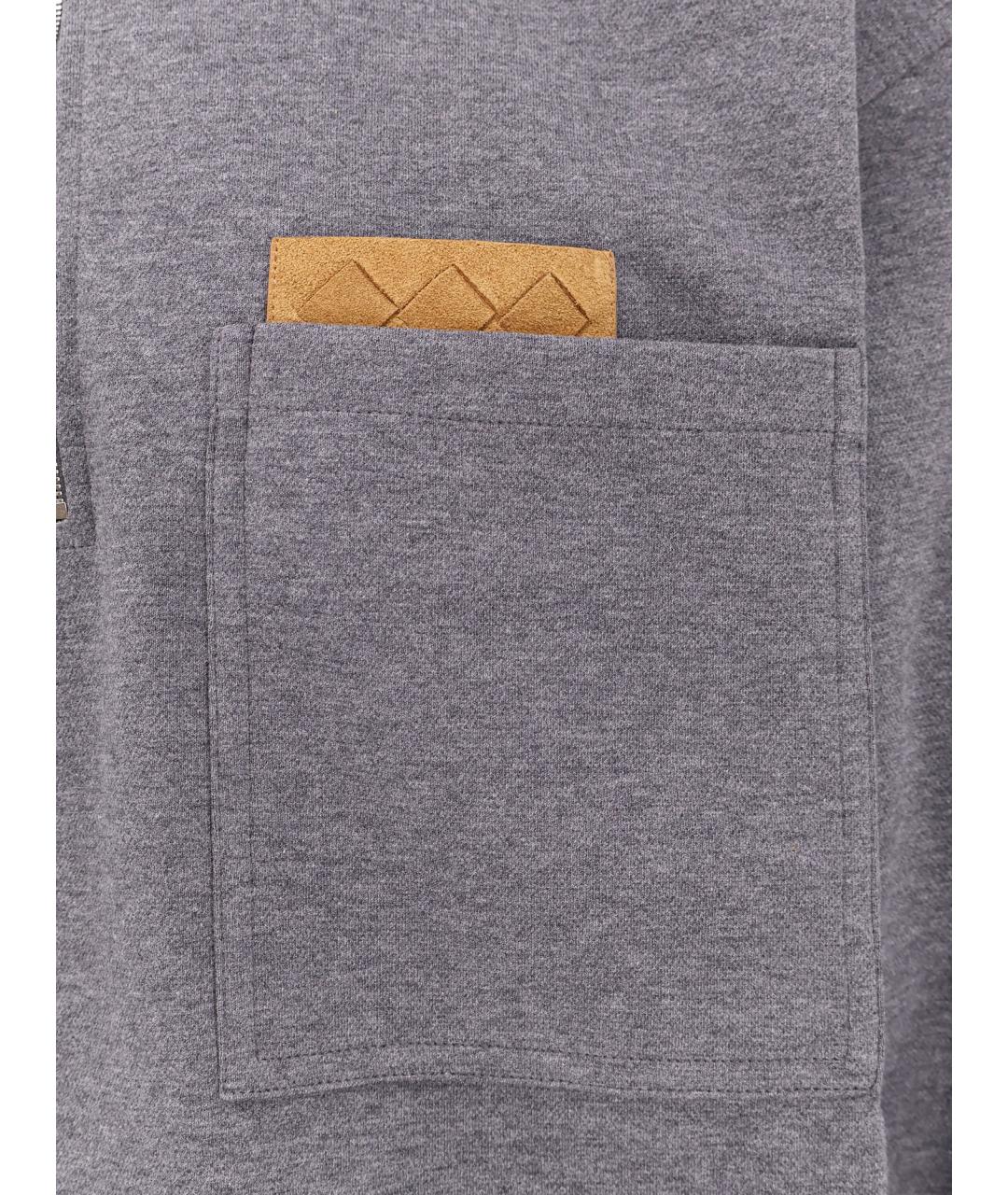 BOTTEGA VENETA Серое хлопковое поло с длинным рукавом, фото 3