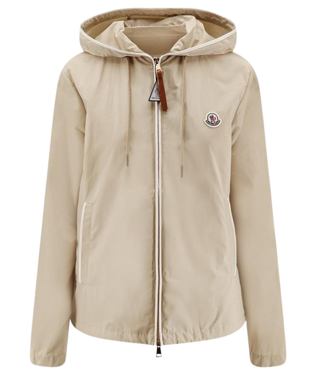 MONCLER Бежевая полиэстеровая куртка, фото 1