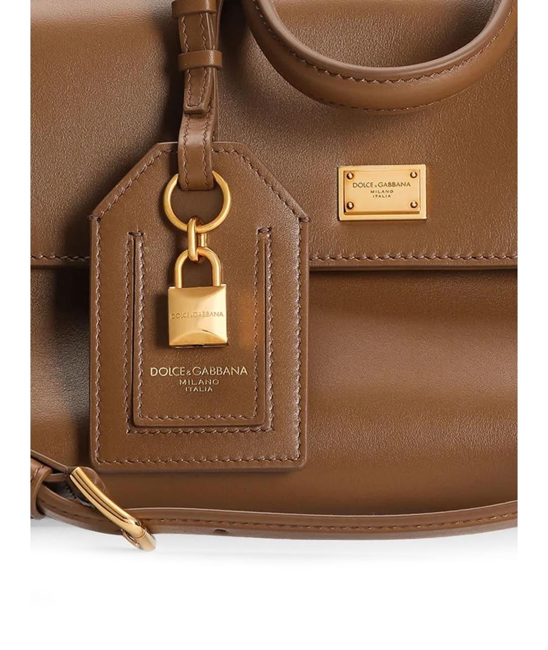 DOLCE&GABBANA Коричневая кожаная сумка тоут, фото 4