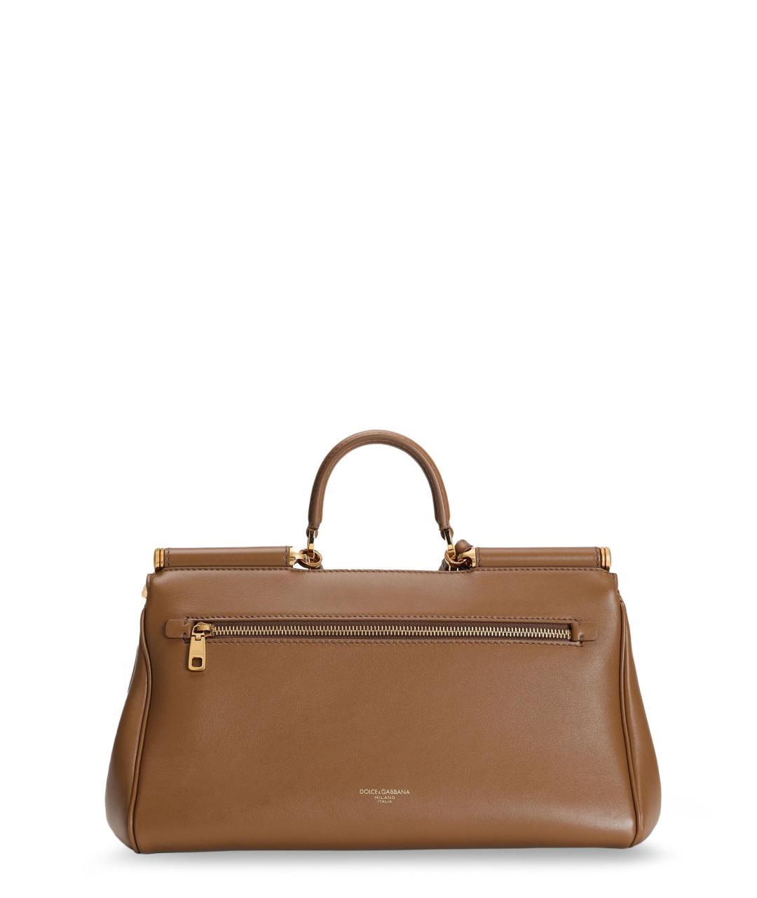 DOLCE&GABBANA Коричневая кожаная сумка тоут, фото 2