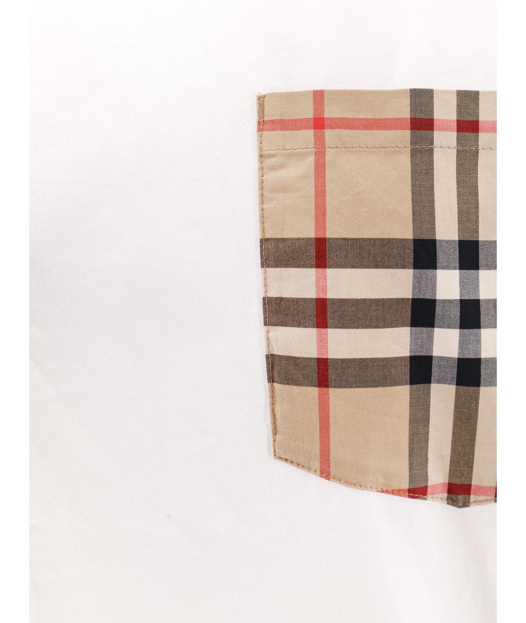 BURBERRY Белая хлопковая футболка, фото 3