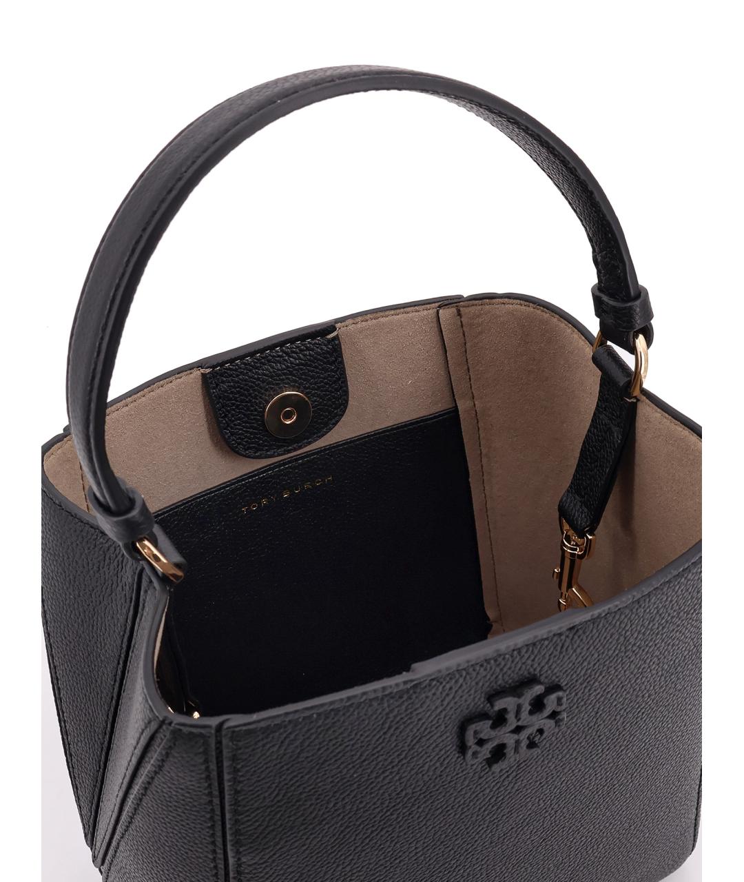 TORY BURCH Черная кожаная сумка тоут, фото 4