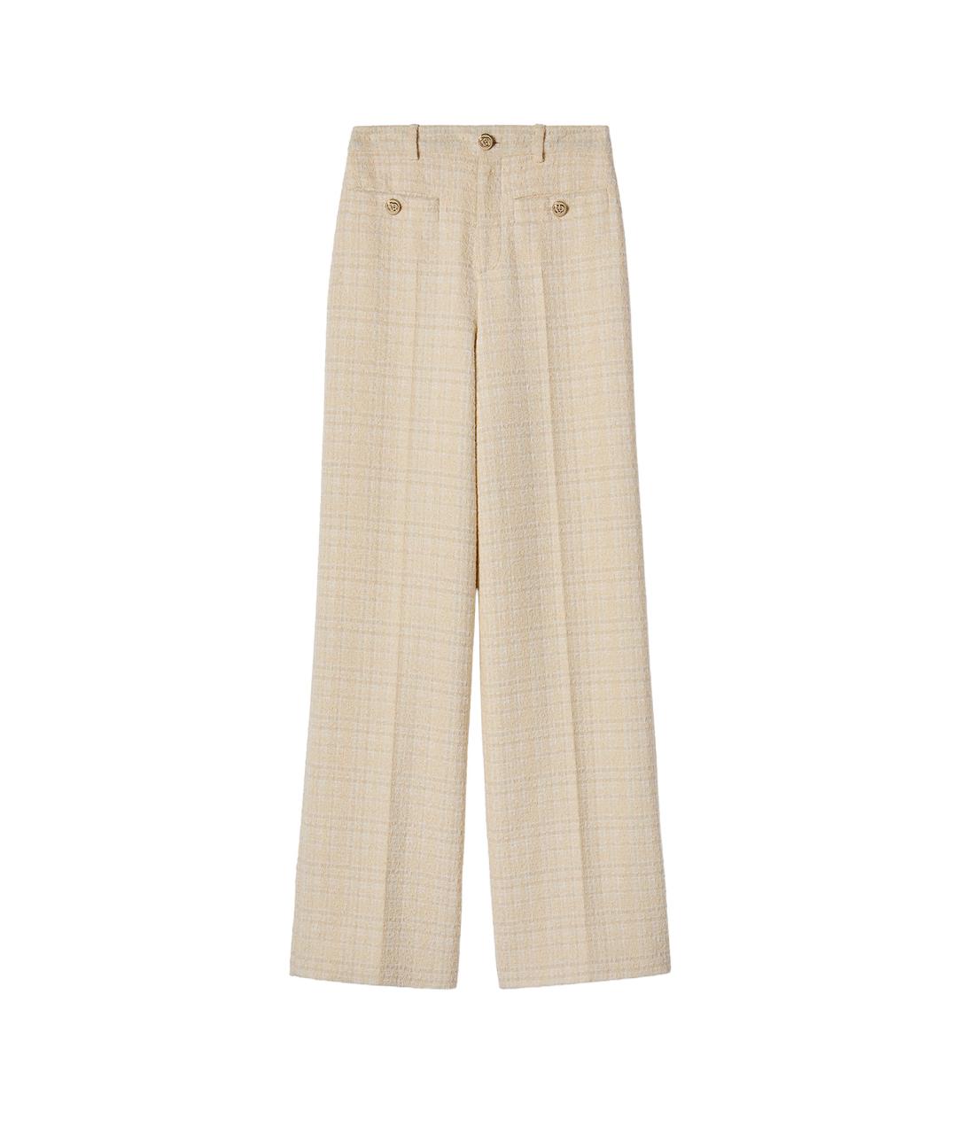 GUCCI Бежевые хлопковые прямые брюки, фото 1