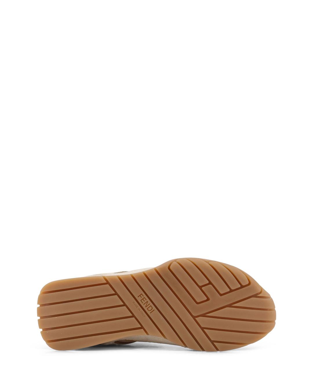 FENDI Бежевые кожаные кроссовки, фото 4