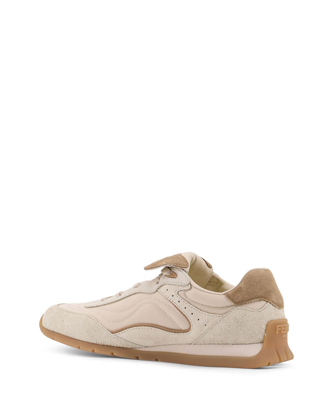FENDI Бежевые кожаные кроссовки, фото 3