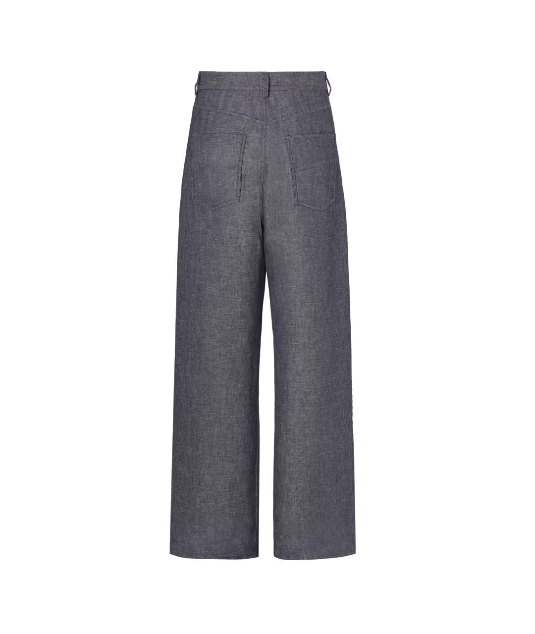 FENDI Серые хлопко-леновые прямые джинсы, фото 2