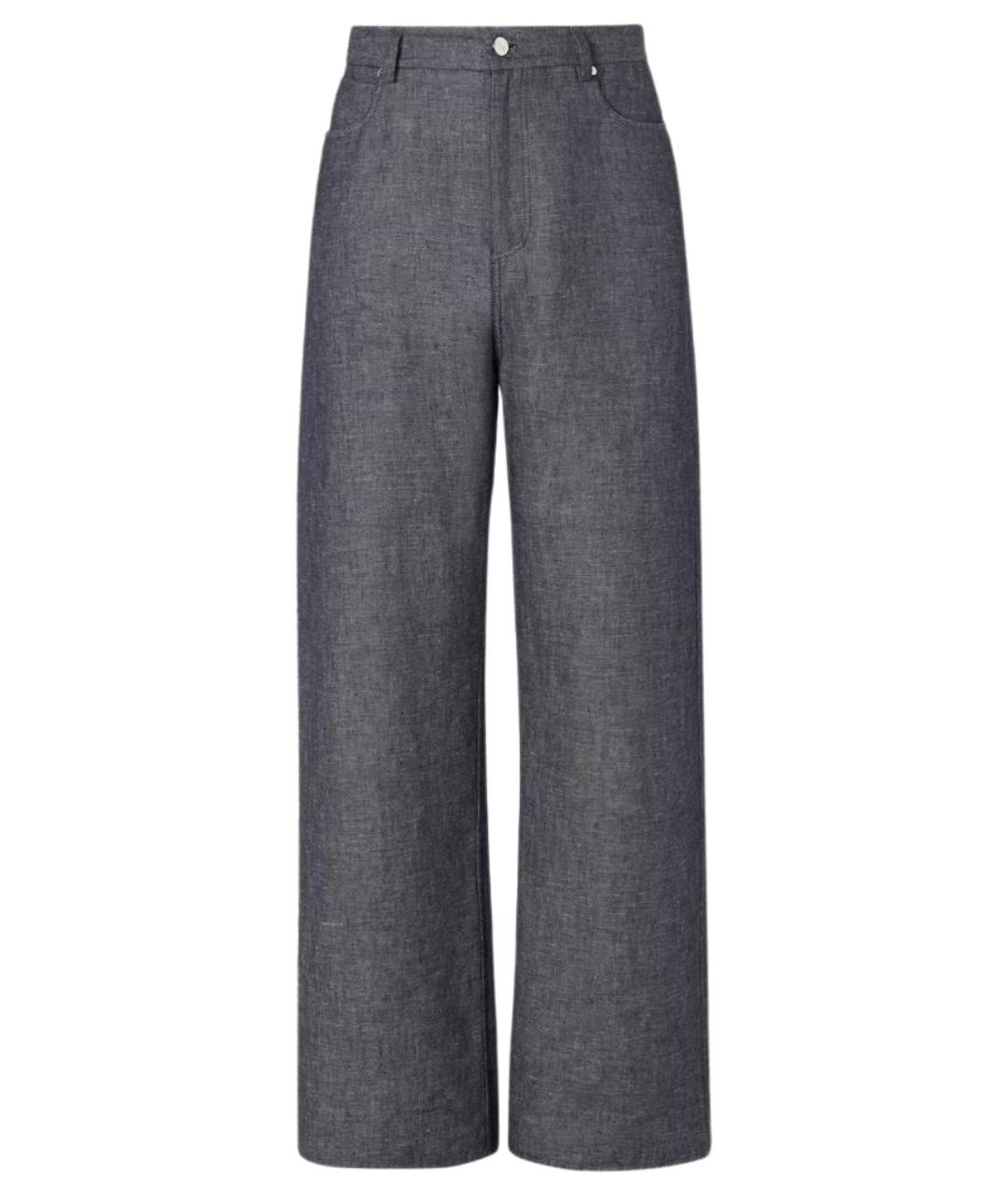 FENDI Серые хлопко-леновые прямые джинсы, фото 1