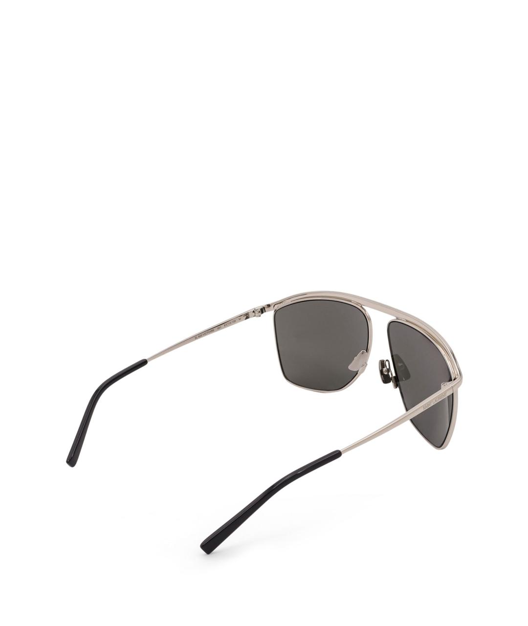 SAINT LAURENT Серебряные металлические солнцезащитные очки, фото 3