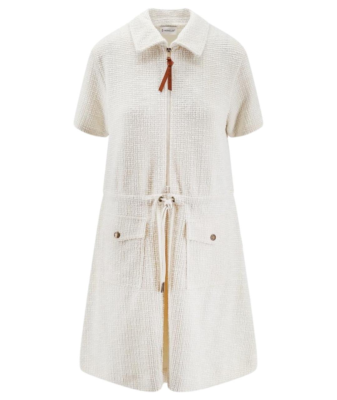 MONCLER Белое полиэстеровое повседневное платье, фото 1