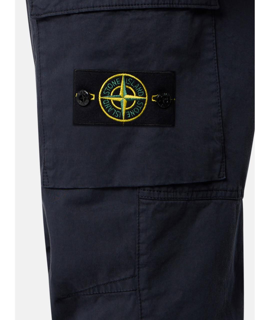 STONE ISLAND Темно-синие хлопковые повседневные брюки, фото 3