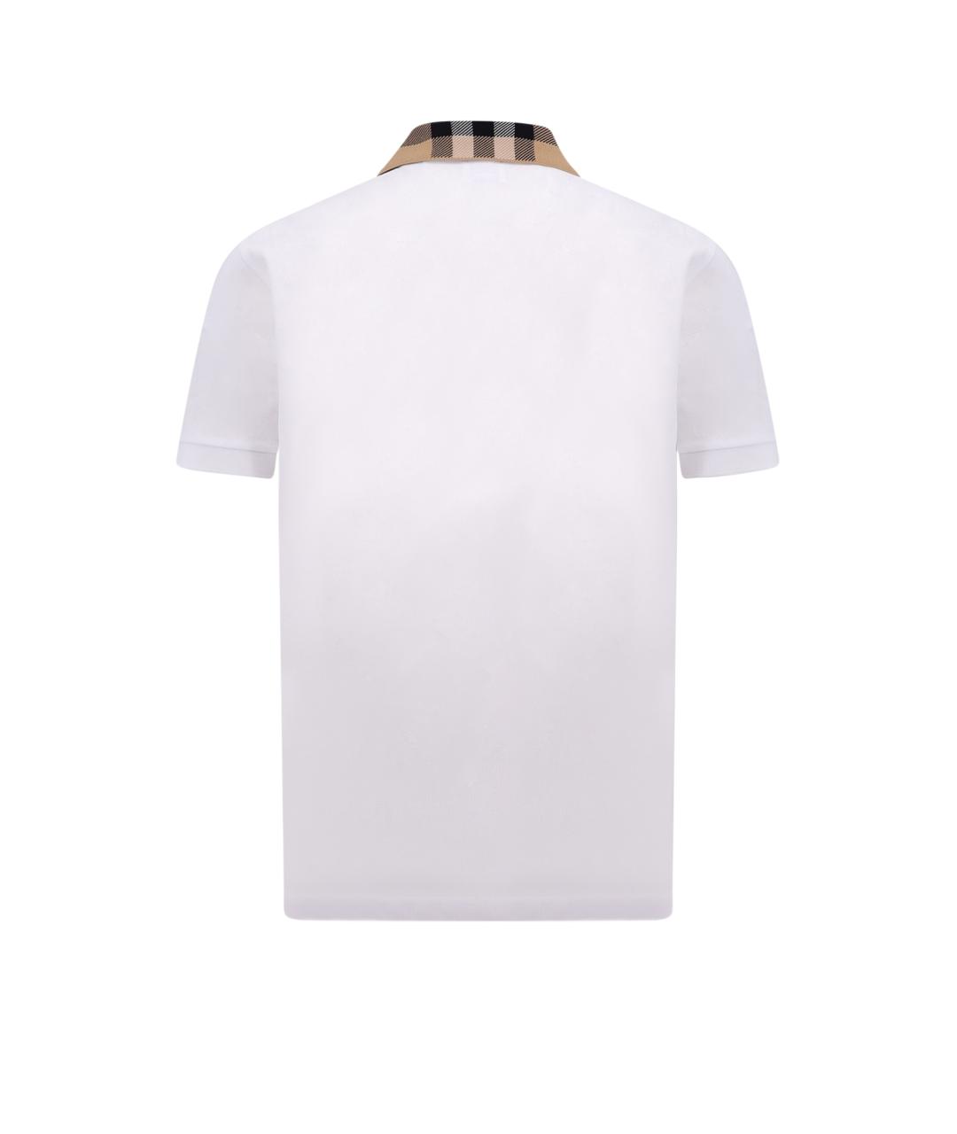BURBERRY Белое хлопковое поло с коротким рукавом, фото 2