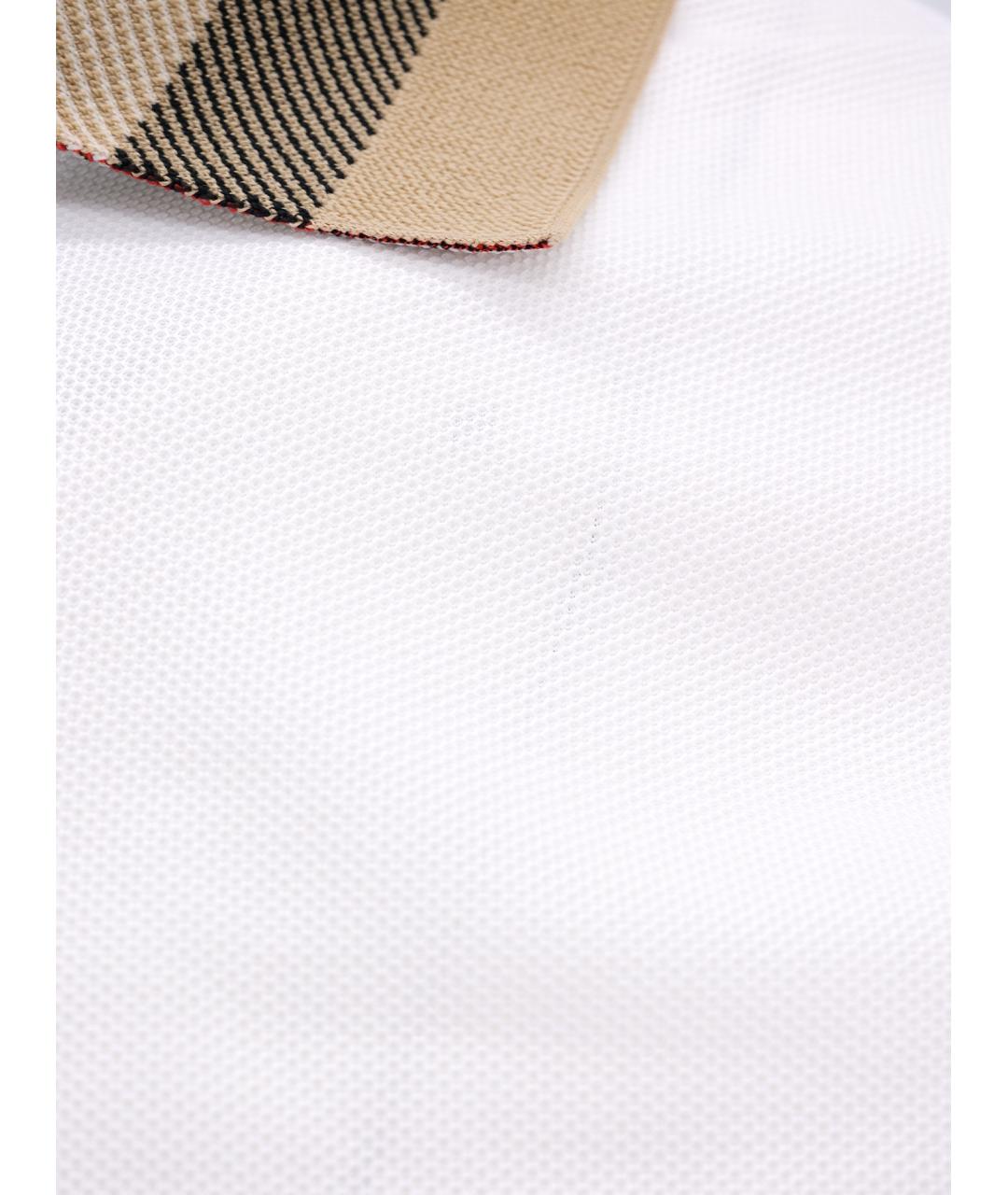 BURBERRY Белое хлопковое поло с коротким рукавом, фото 3