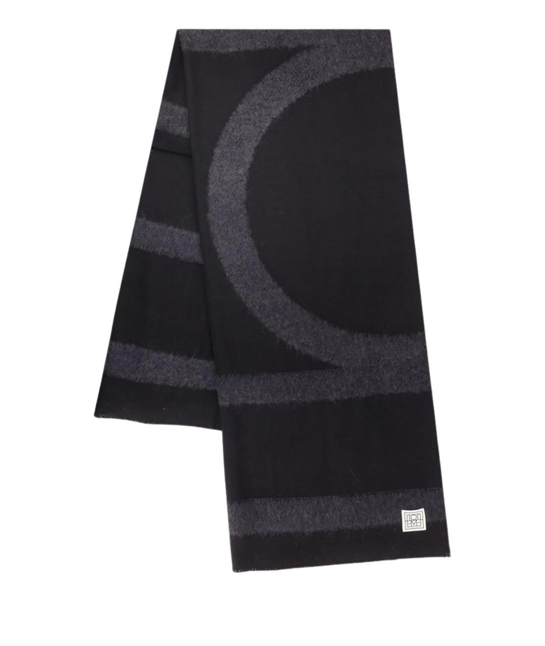 TOTEME Черный шерстяной шарф, фото 1