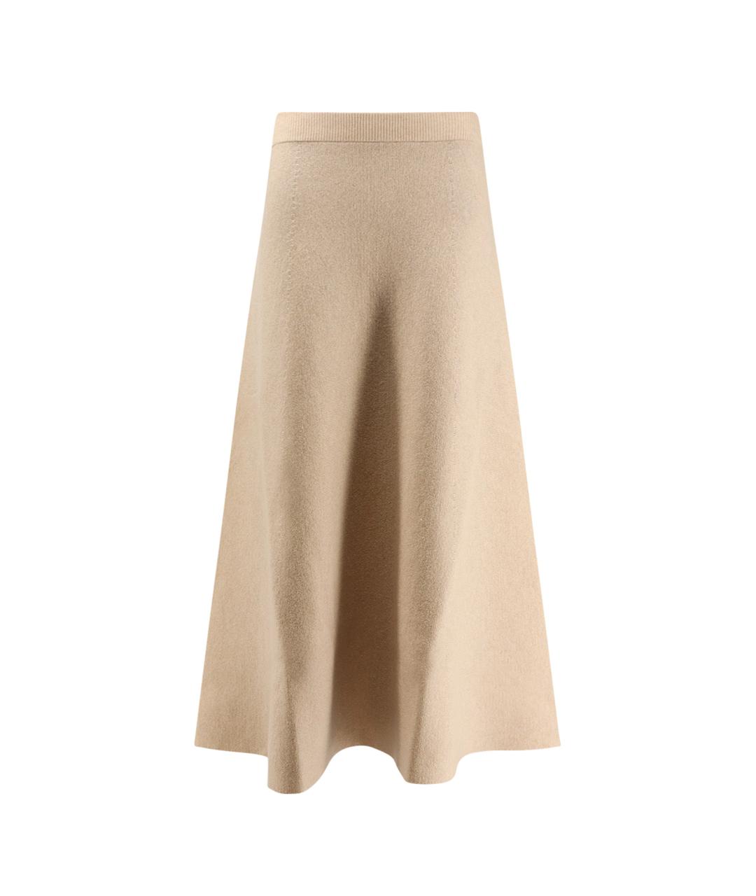 MAX MARA Бежевая шерстяная юбка миди, фото 4