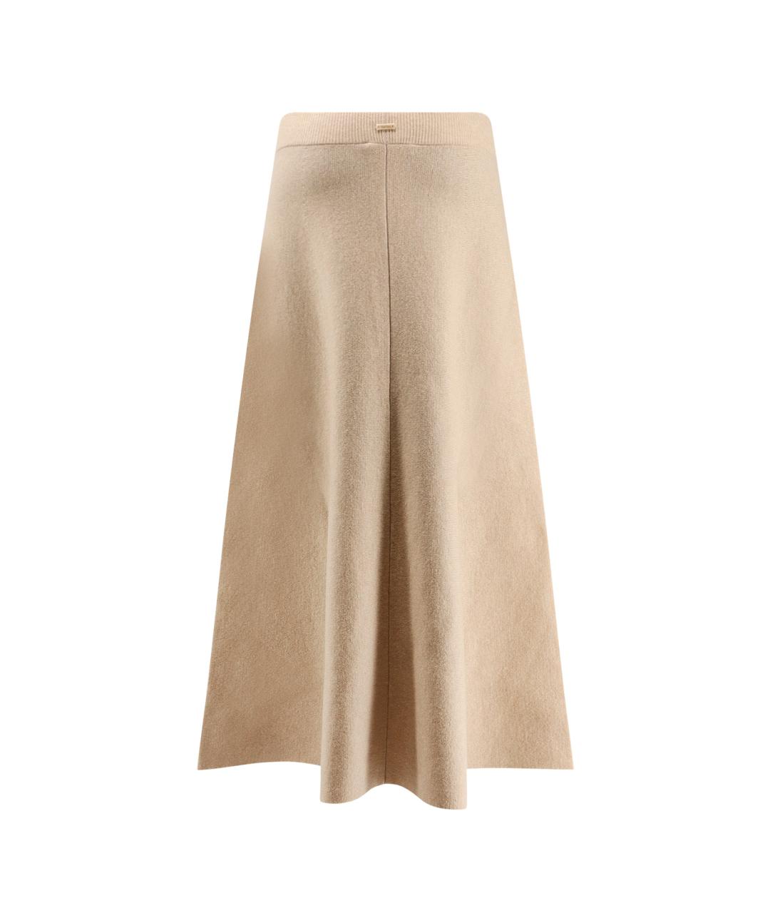 MAX MARA Бежевая шерстяная юбка миди, фото 2