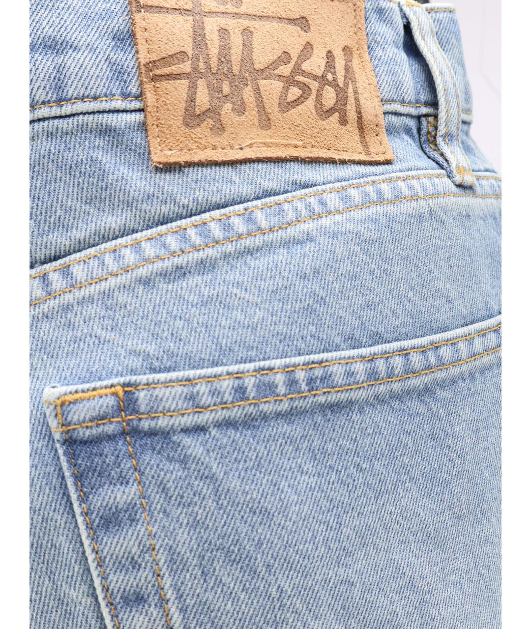 STUSSY Голубые хлопковые прямые джинсы, фото 3