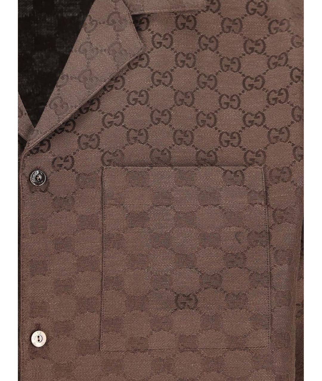 GUCCI Коричневая льняная кэжуал рубашка, фото 3