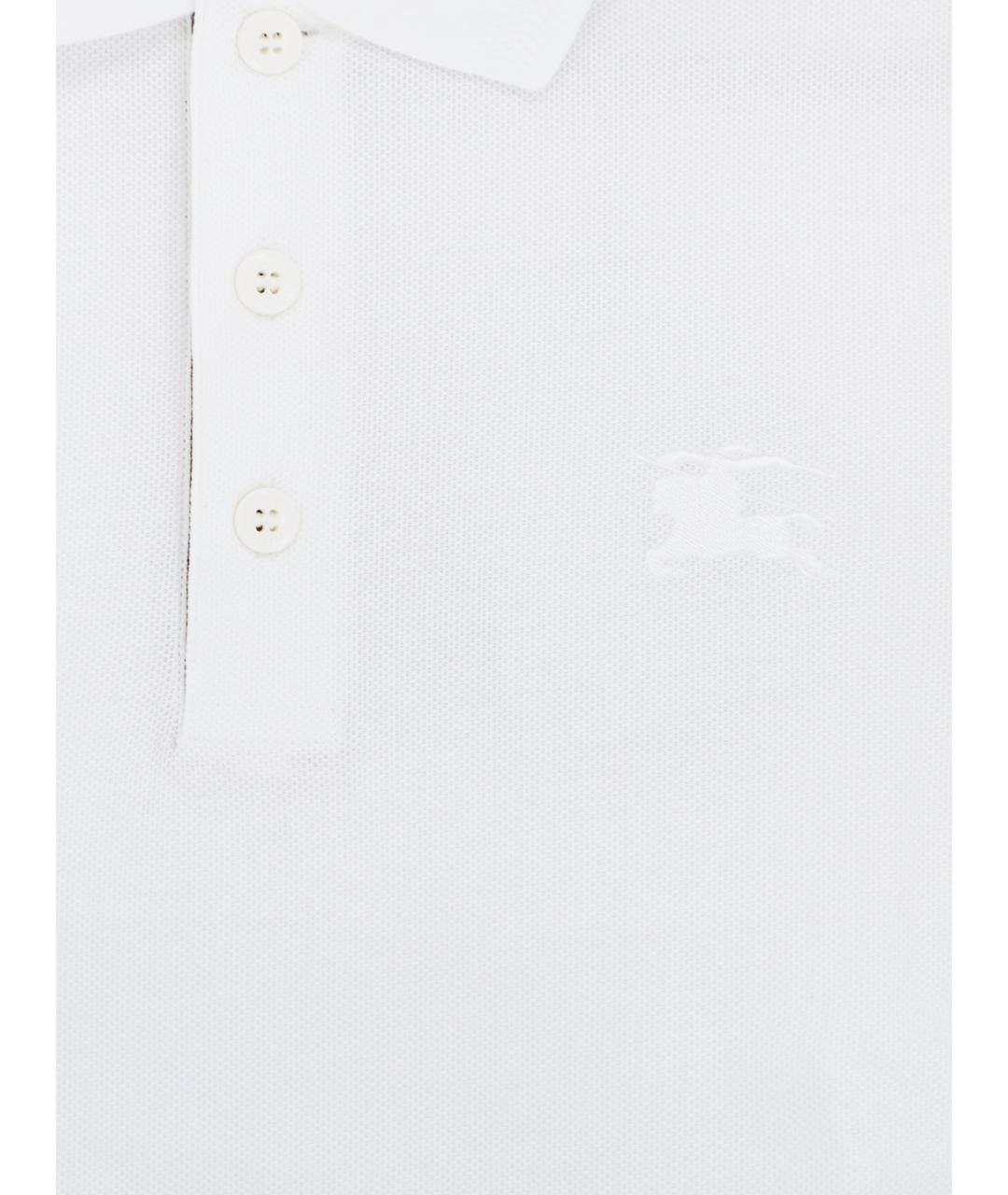 BURBERRY Белое хлопковое поло с коротким рукавом, фото 3