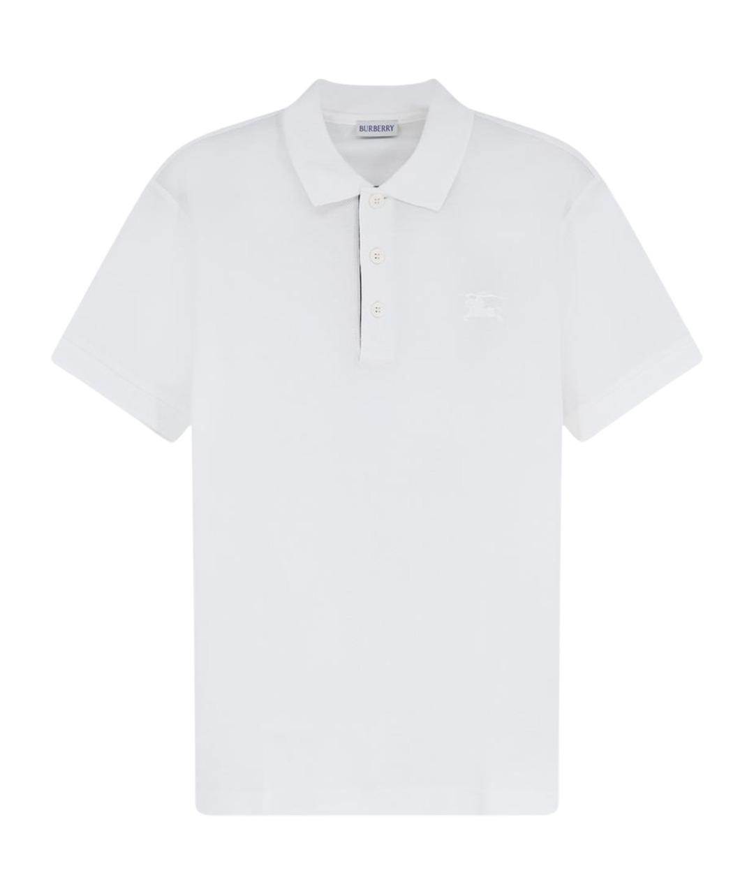 BURBERRY Белое хлопковое поло с коротким рукавом, фото 1