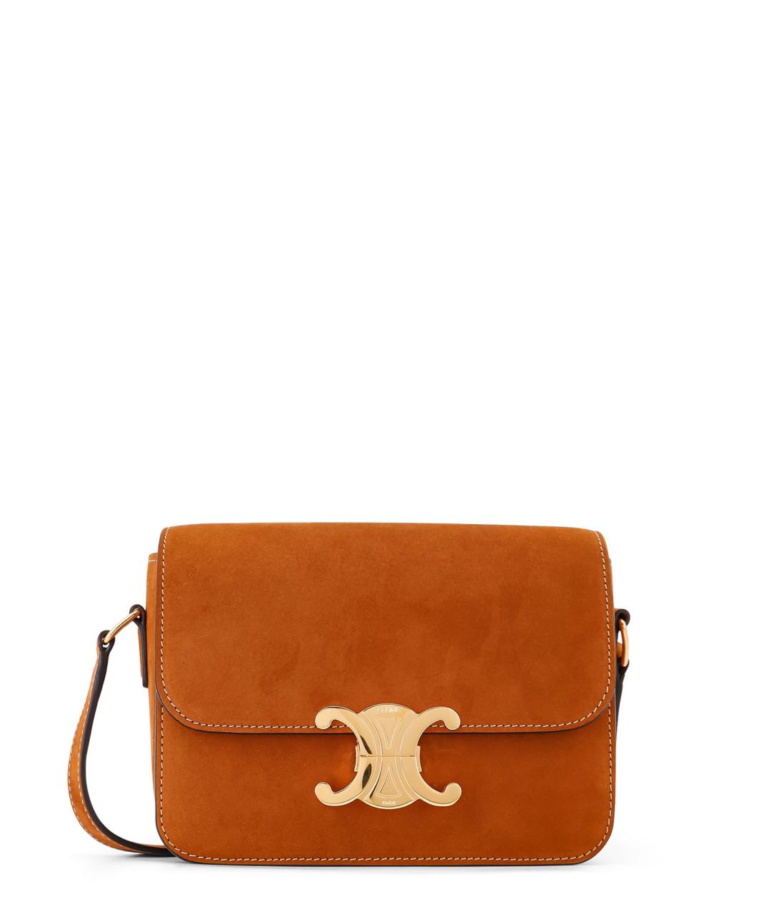 CELINE Коричневая замшевая сумка через плечо, фото 1