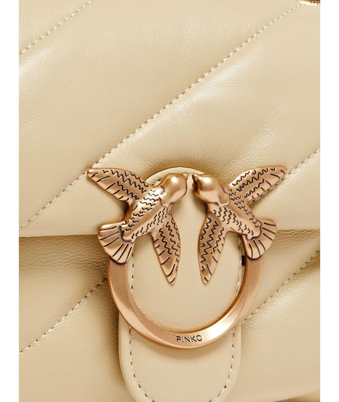 PINKO Бежевая кожаная сумка через плечо, фото 3
