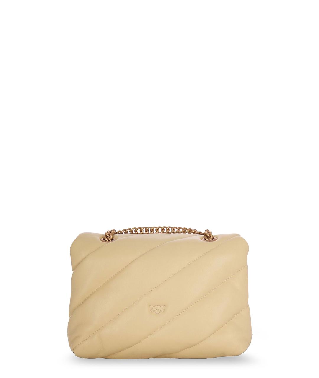 PINKO Бежевая кожаная сумка через плечо, фото 2