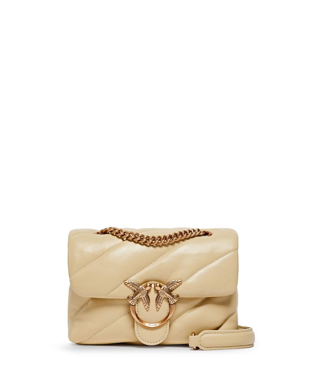 PINKO Бежевая кожаная сумка через плечо, фото 1