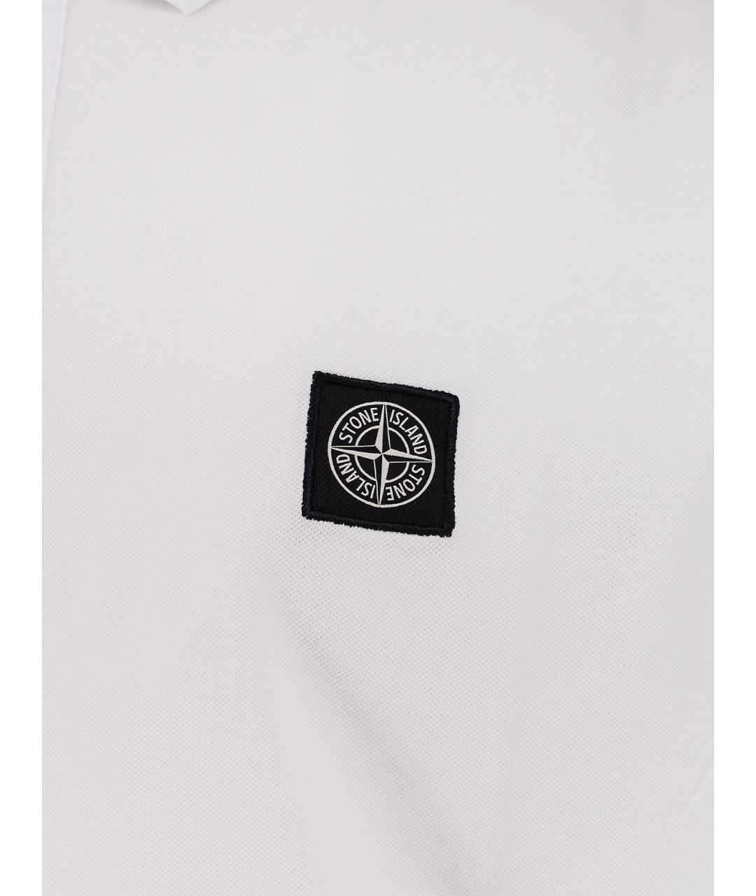 STONE ISLAND Белое хлопковое поло с коротким рукавом, фото 3