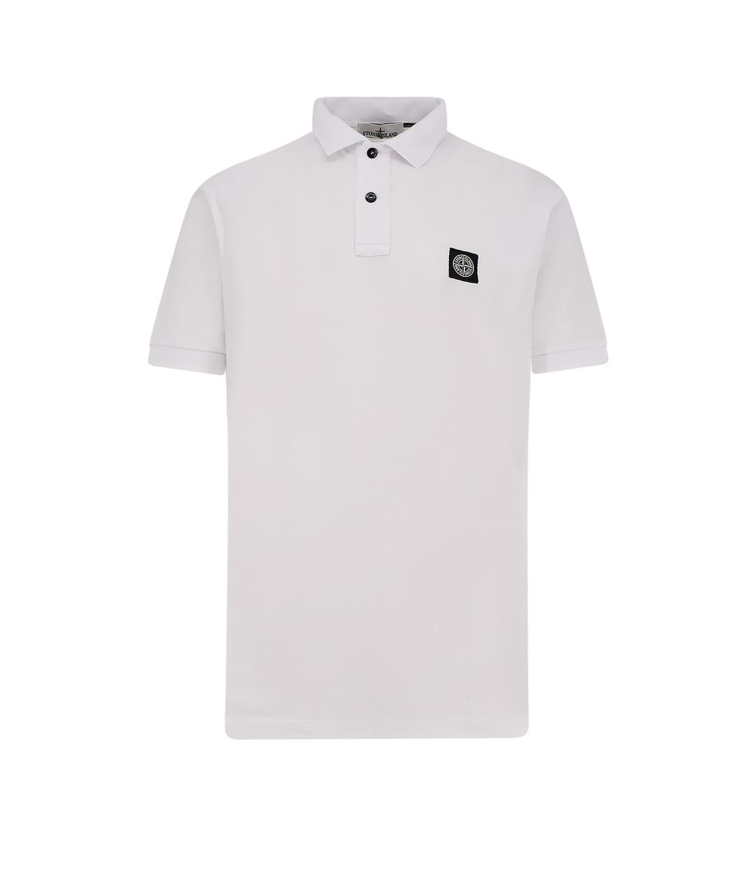 STONE ISLAND Белое хлопковое поло с коротким рукавом, фото 1