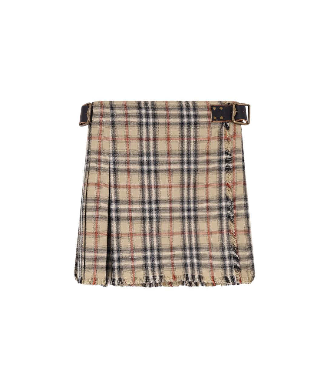 BURBERRY Бежевая хлопковая юбка мини, фото 1