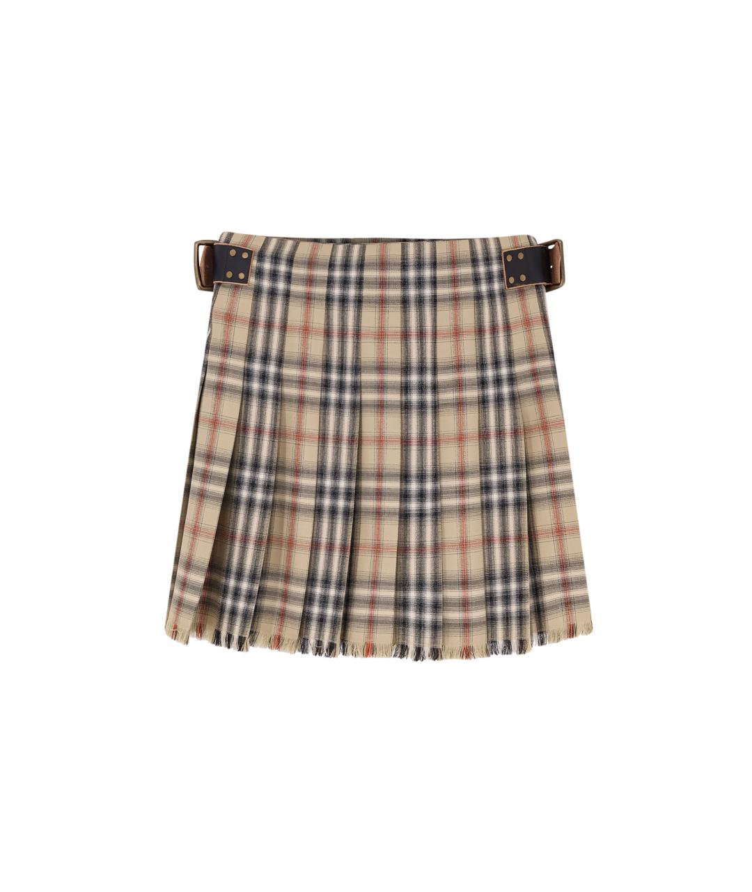 BURBERRY Бежевая хлопковая юбка мини, фото 2