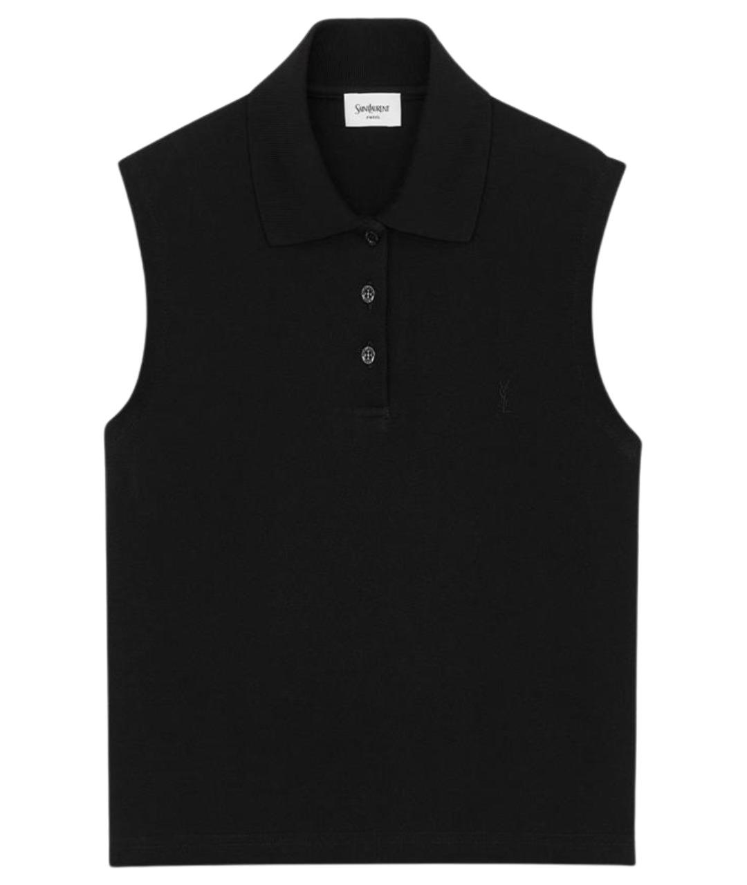 SAINT LAURENT Черная хлопковая майка, фото 1