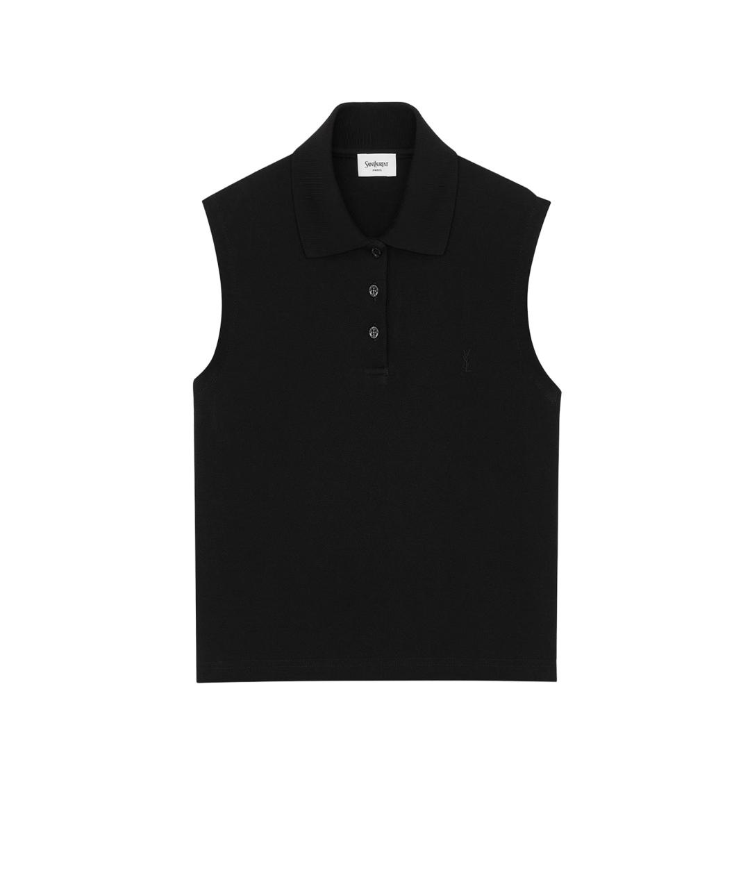 SAINT LAURENT Черная хлопковая майка, фото 4