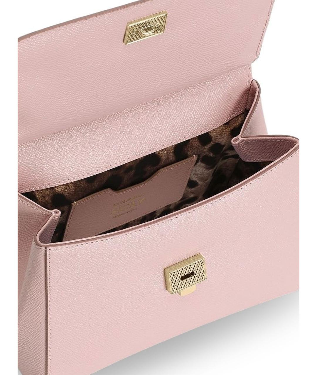DOLCE&GABBANA Розовая кожаная сумка тоут, фото 4