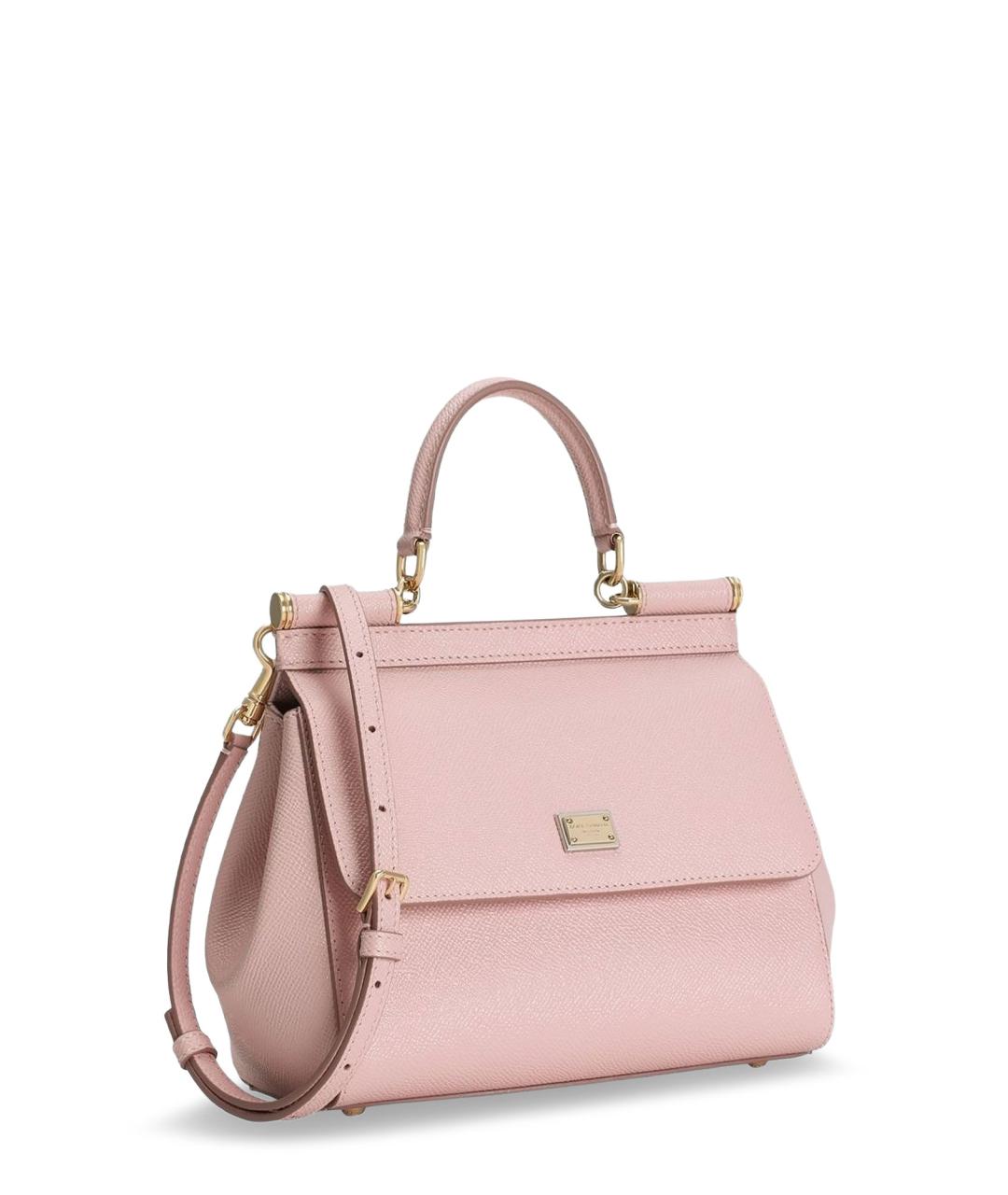 DOLCE&GABBANA Розовая кожаная сумка тоут, фото 3