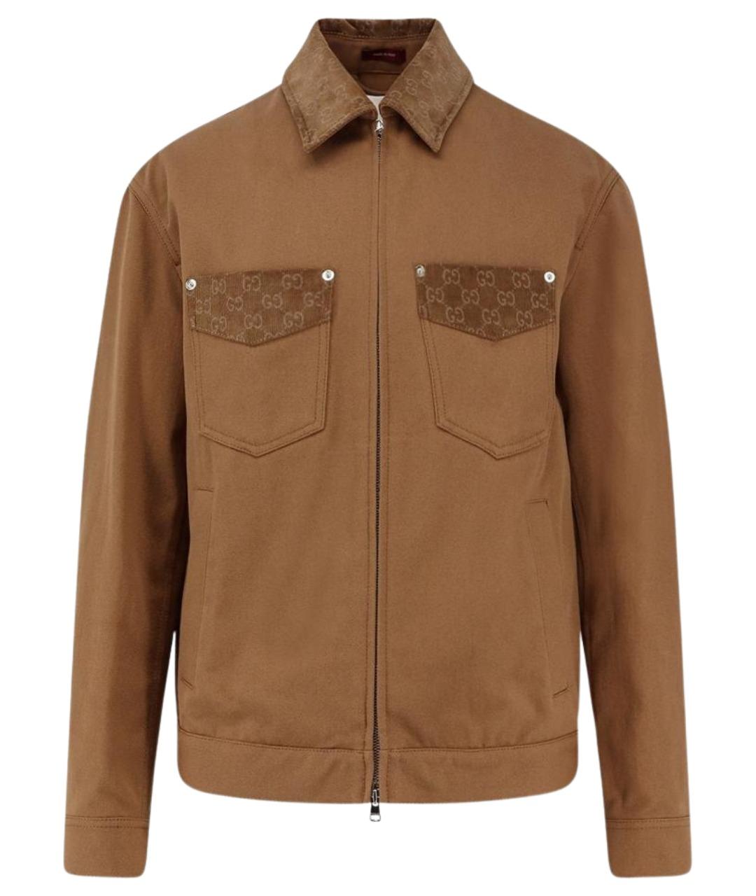 GUCCI Коричневая хлопковая куртка, фото 1
