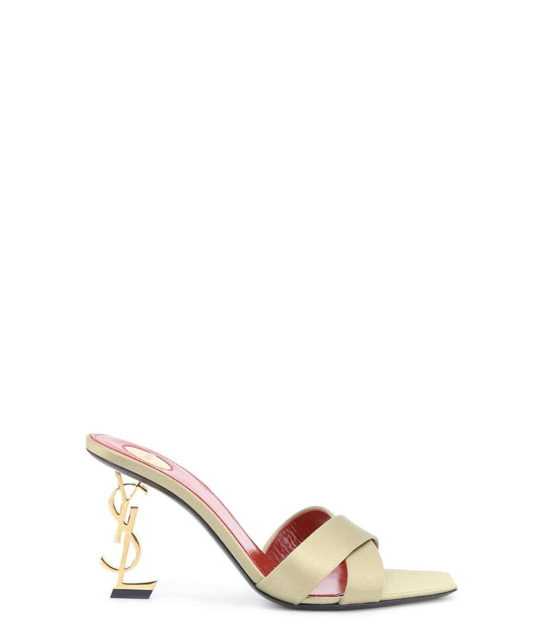 SAINT LAURENT Бежевые текстильные мюли, фото 1