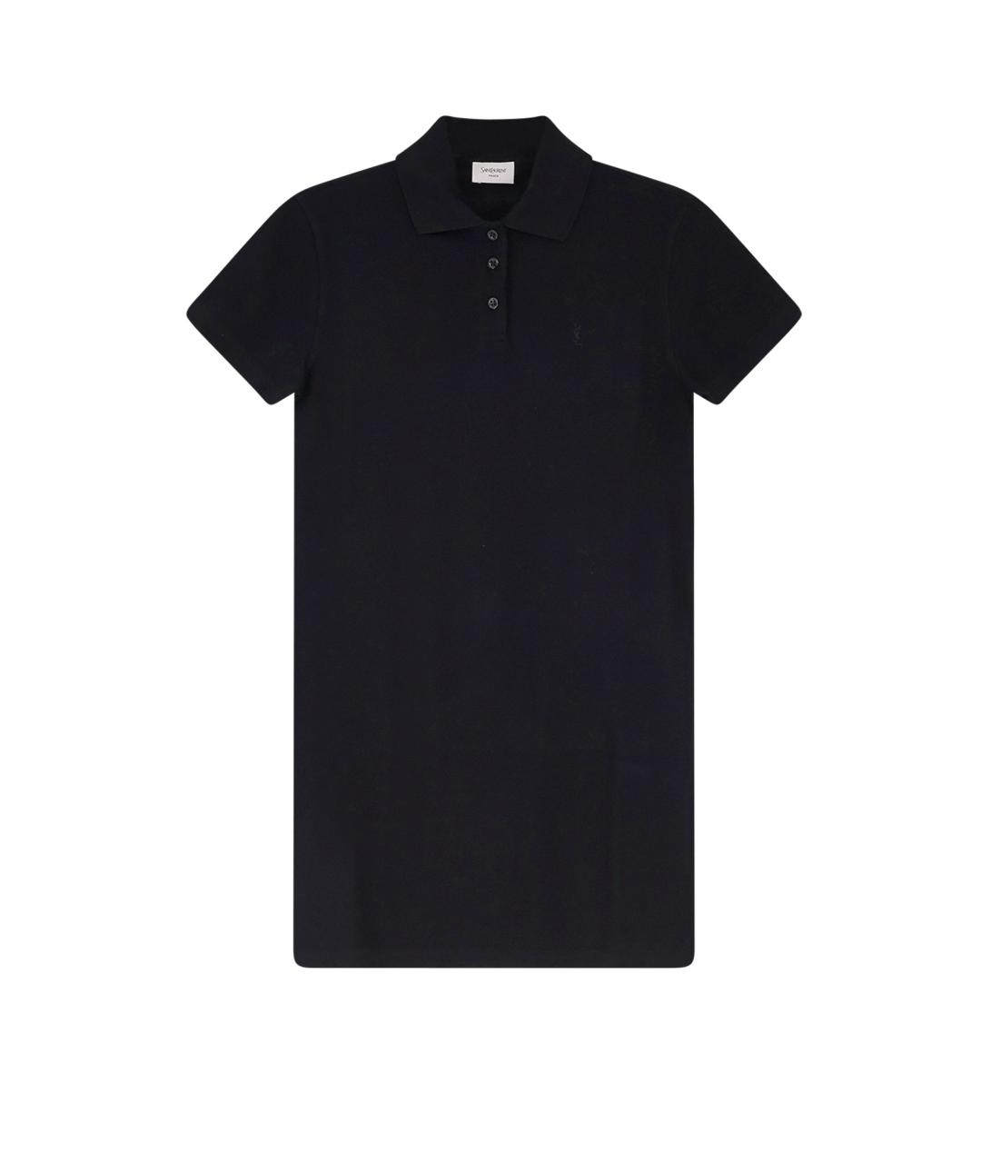 SAINT LAURENT Черное хлопковое повседневное платье, фото 1