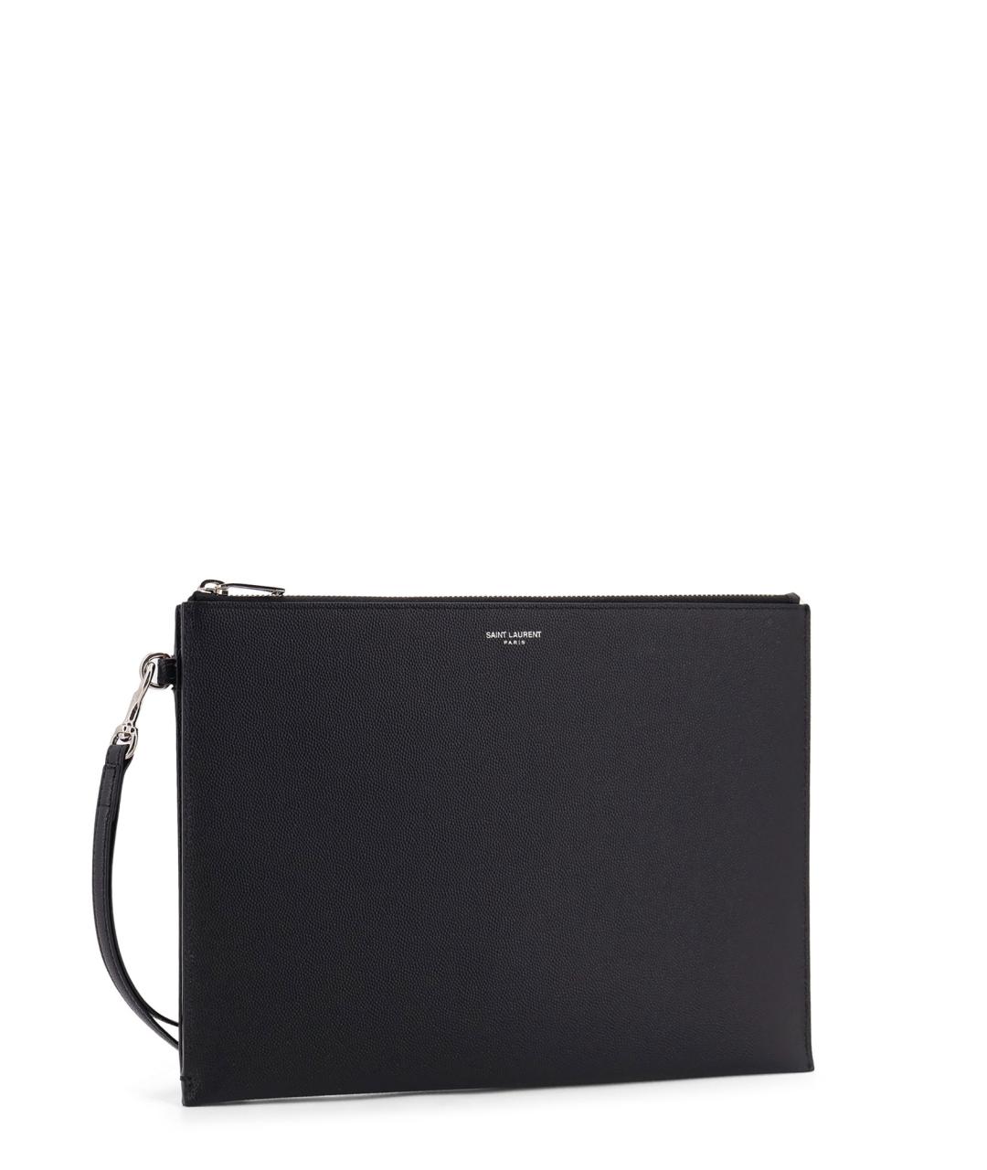 SAINT LAURENT Черная кожаная папка для документов, фото 3