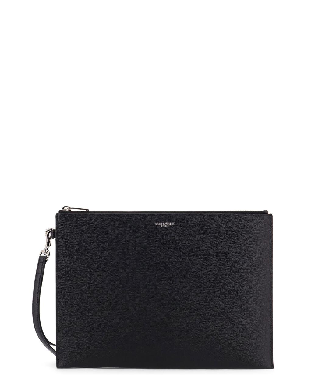 SAINT LAURENT Черная кожаная папка для документов, фото 1
