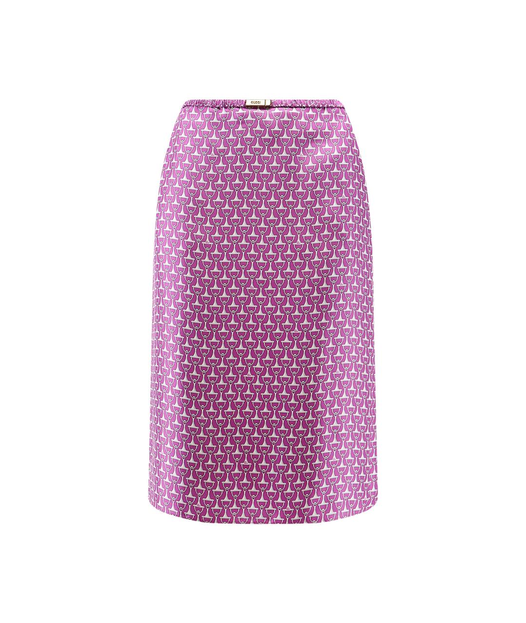 GUCCI Розовая шелковая юбка миди, фото 1