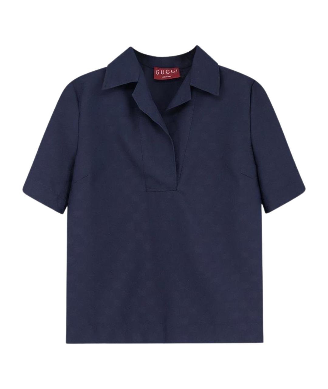 GUCCI Темно-синяя хлопковая футболка, фото 1