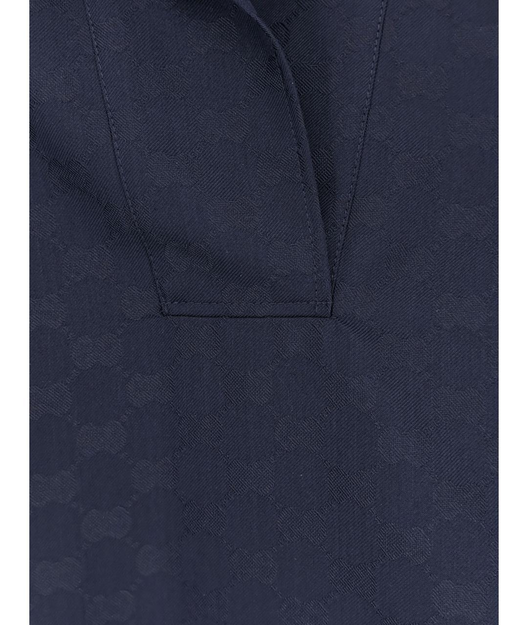 GUCCI Темно-синяя хлопковая футболка, фото 3